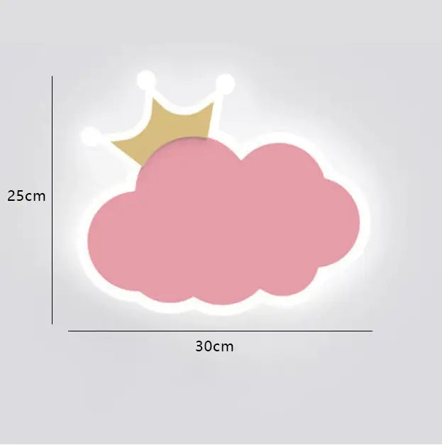 Decorbites™ pink cloud-shaped night light with gold crown design for children’s room crown clouds rocket bedside lamp