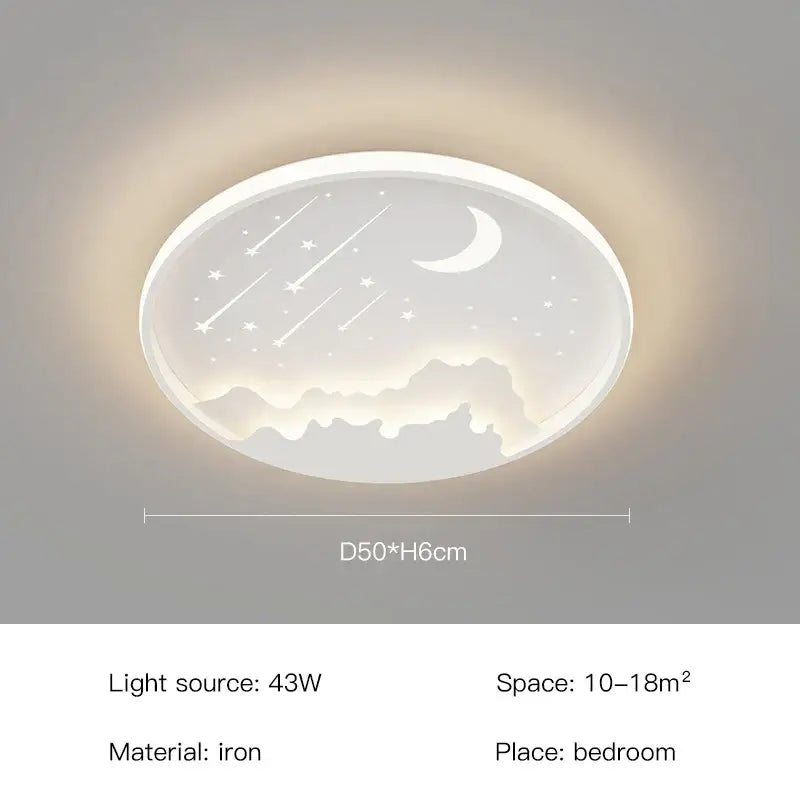 Decorbites™ children’s room starry chandelier oval ceiling light in blue white gold with frosted night sky design