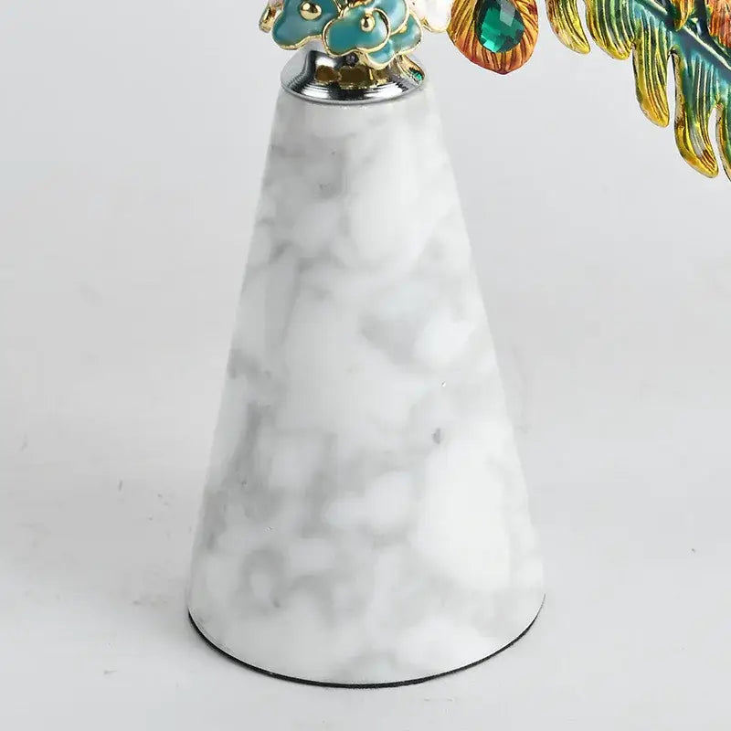 DecorBites chinese dragon marble vase with turquoise enamel flowers gold accents and green gemstone feathers for home decor