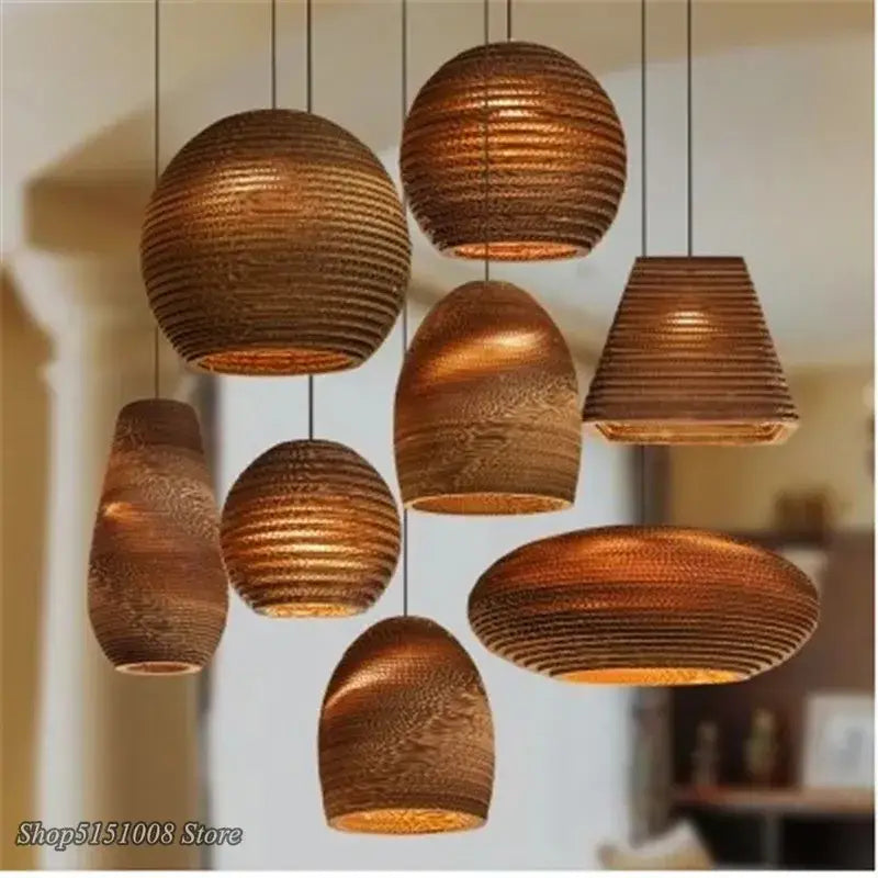 Warm-toned ribbed paper lantern pendant lights in various shapes by decorbites pendant lights for personalized decor