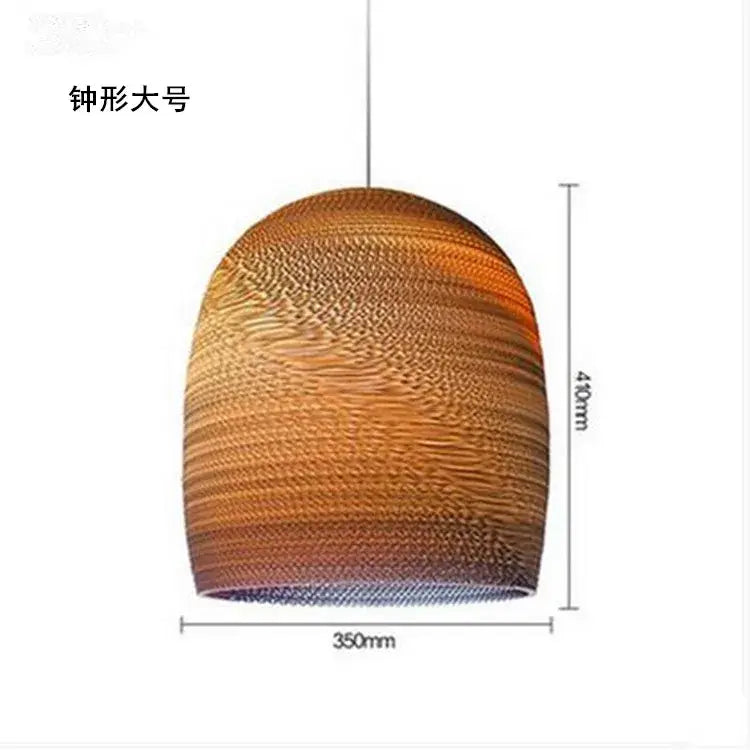 DecorBites™ Chinese paper pendant light with a warm amber to deep brown woven design for restaurant or living room