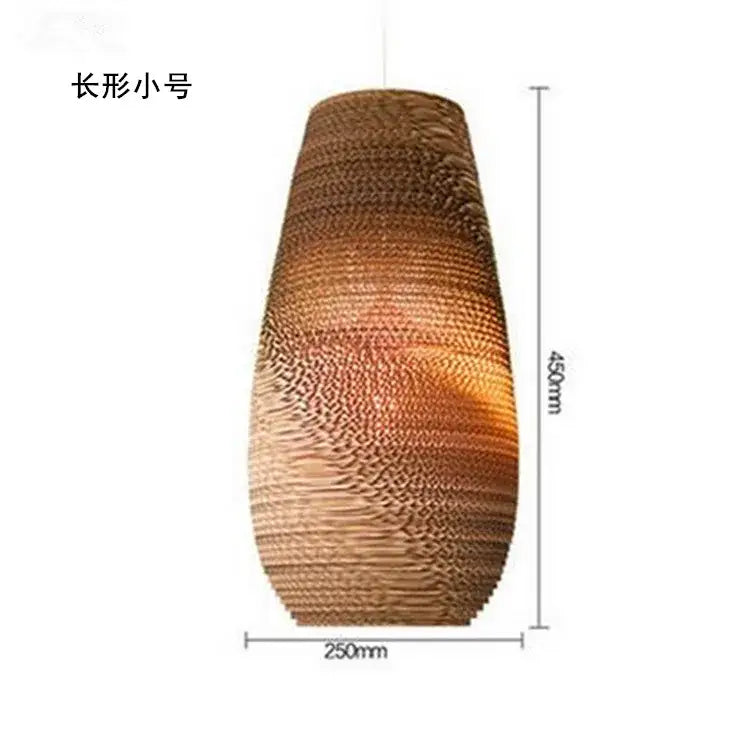 Decorbites™ chinese paper pendant light in corrugated cardboard with warm amber glow for southeast asian style living room