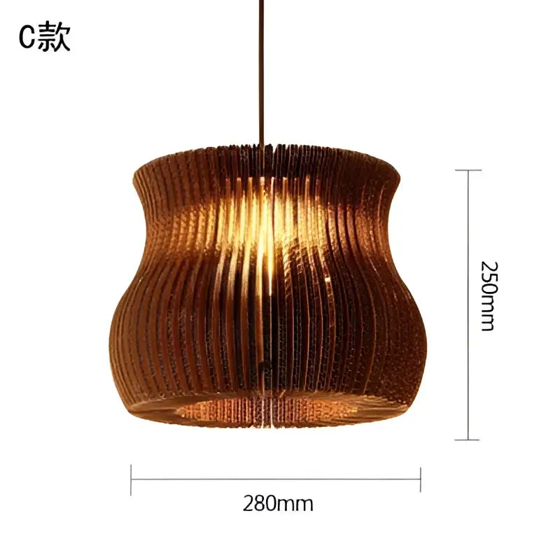 Brown ribbed paper pendant light with warm glow decorbites™ for restaurant and living room southeast asian style
