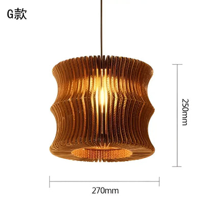 Warm-toned cylindrical decorbites™ chinese paper pendant light with layered cardboard design and hanging chain for living room