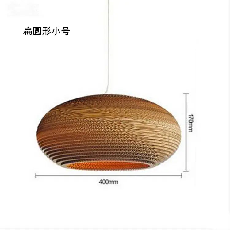 Decorbites™ chinese paper pendant light with warm orange glow, layered corrugated cardboard for restaurant living room