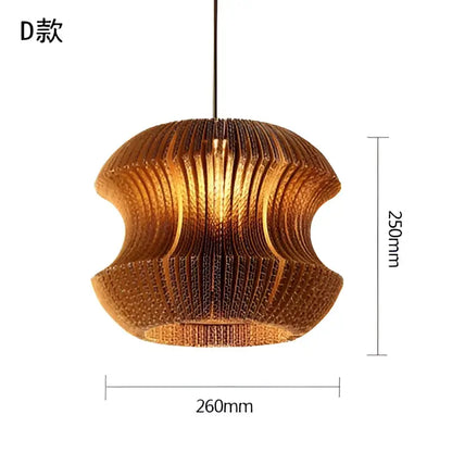 Decorbites™ golden ribbed paper pendant light with warm glow modern design for restaurant and living room use