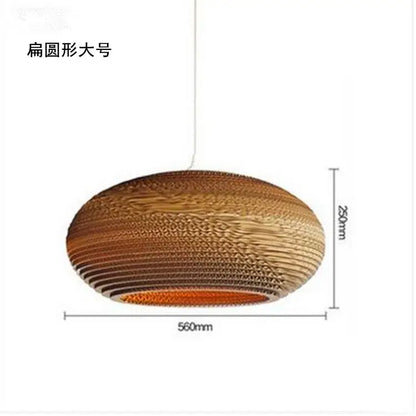 DecorBites™ chinese paper pendant light with layered corrugated cardboard and warm brown gradient for living room