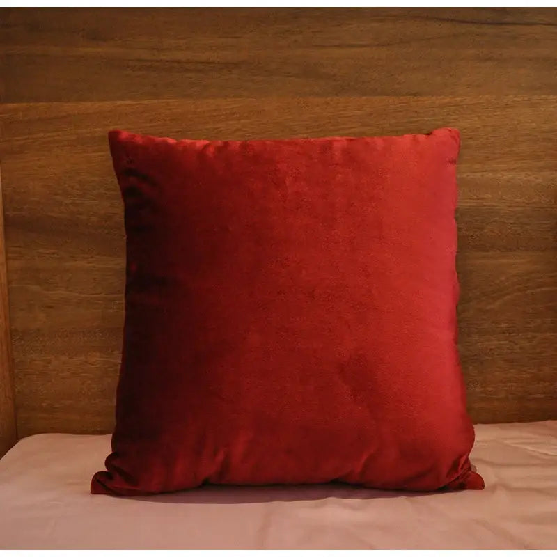 A plush square red velvet cushion with soft texture from decorbites™ chinese red satin cotton wedding duvet set