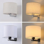 DecorBites™ Chinese style cloth covered wall lamp with textured fabric shade and metal arm in silver or black finish