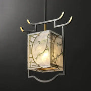 Decorbites™ chinese-style copper decorative hall lantern with metallic frame and floral translucent panels for bedroom bedside use