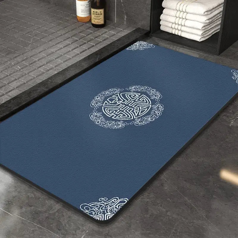 Blue decorbites™ chinese style diatom mud entry door mat with white celtic knot design super absorbent and anti slip
