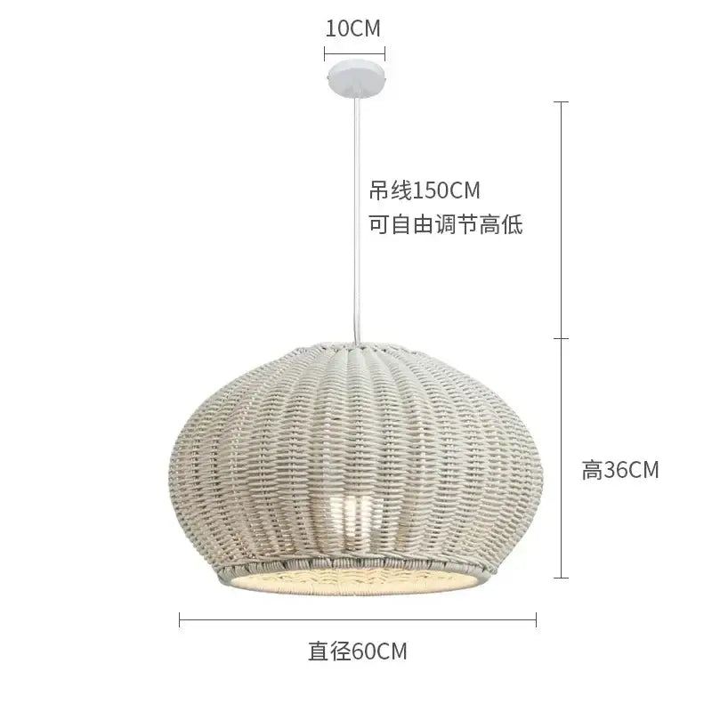 Decorbites™ chinese style white woven rattan weaving pendant light with 150cm cord for outdoor use