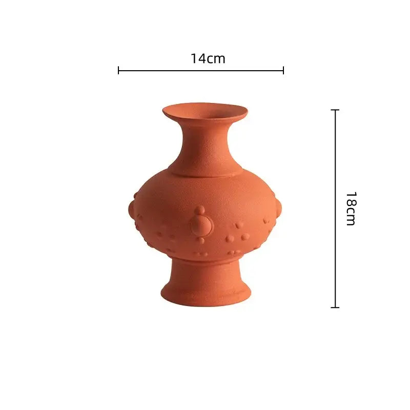 DecorBites™ retro ceramic vase with rounded body, flared neck, and textured surface for elegant home decor