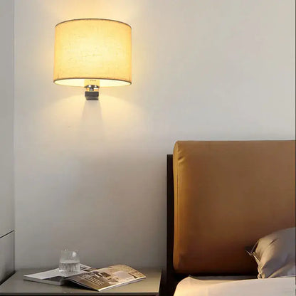 Decorbites™ chinese style wall lamp with warm cloth cover and textured warm cloth finish on metallic fixture
