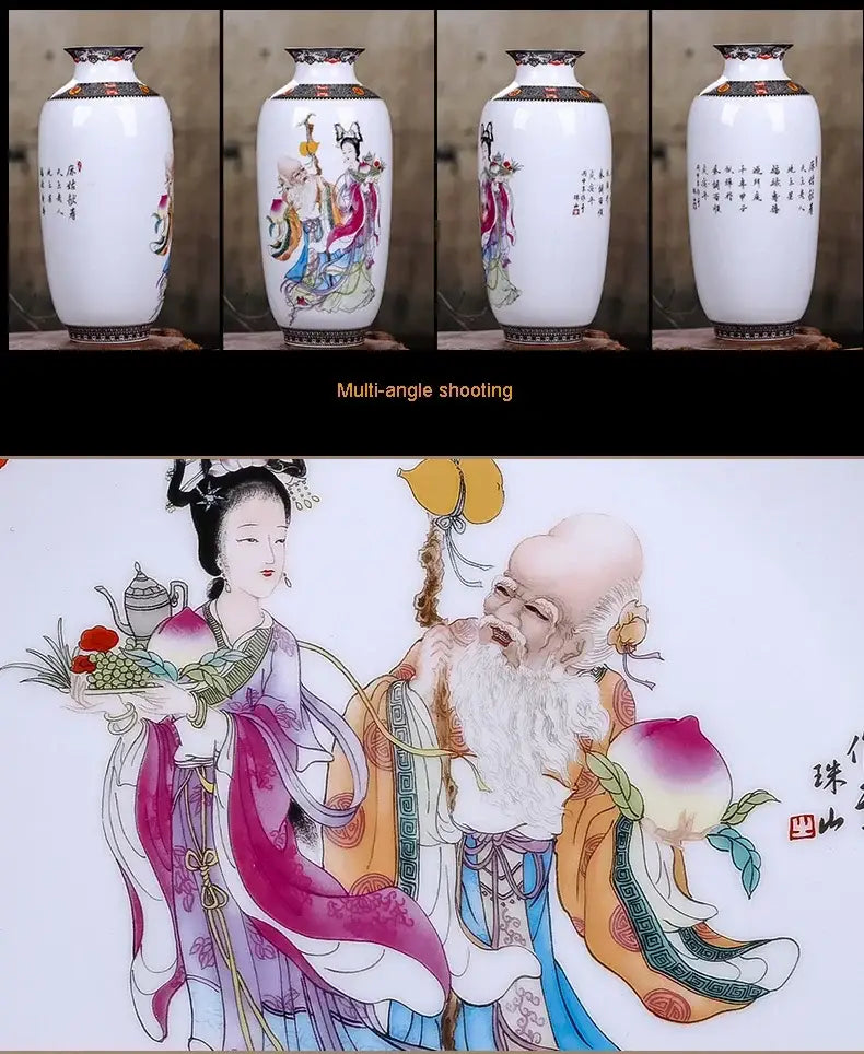 White porcelain decorbites™ chinese traditional ceramic vase with hand-painted vibrant robes for home decor