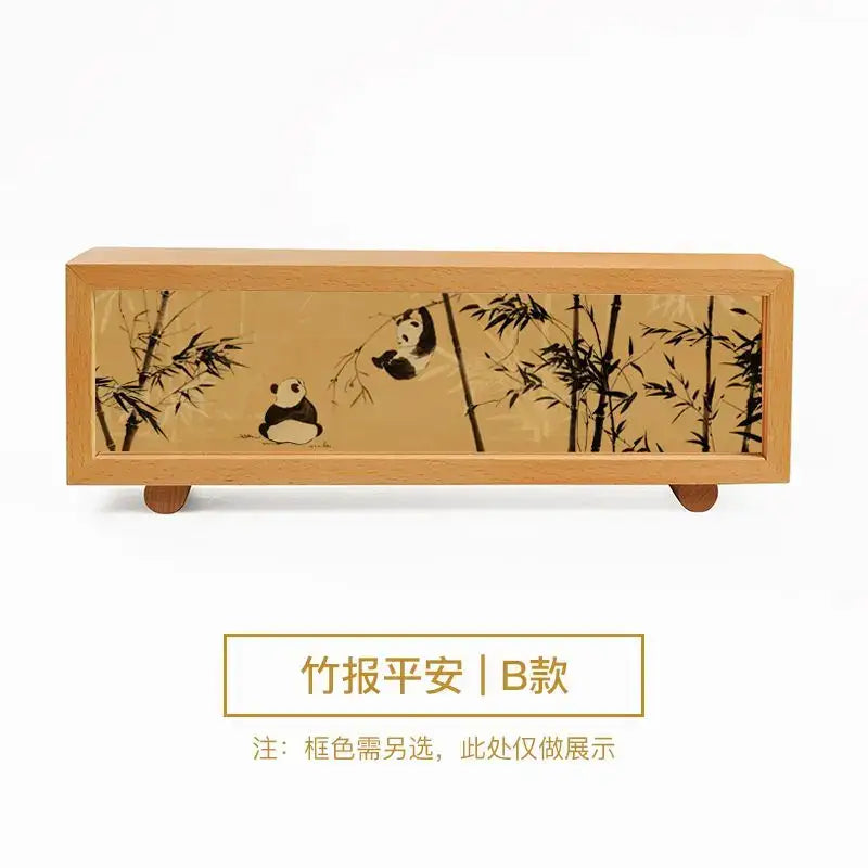 Decorbites chinese wind light wood lamp with panda ink-wash painting night light for bedroom decor