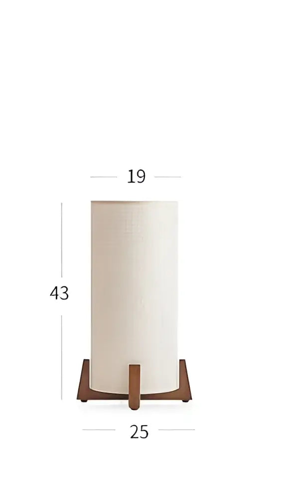 Cream-colored DecorBites™ Chinese Zen wooden floor lamp with textured fabric shade and dark wood base for living room