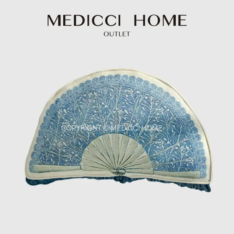 Decorbites chinoiserie blue wavy fan pillowcase featuring blue and cream embroidered design from medici home outlet