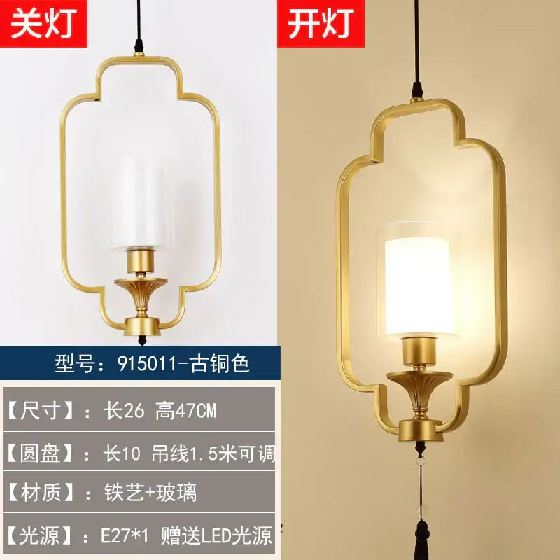 Antique brass decorbites chinoiserie retro chandelier with glass enclosure and ornate frame for study and dining room lighting