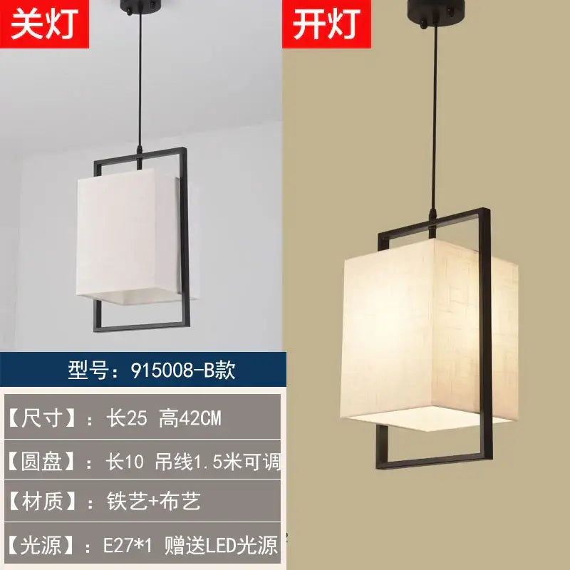 Black metal frame pendant light with white fabric shade in decorbites chinoiserie retro chandelier for study dining room