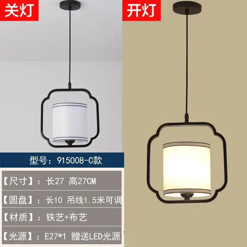 Black metal frame pendant light with white fabric shade in decorbites chinoiserie retro chandelier for dining room lighting