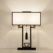 Black-framed decorbites chinoiserie style floor lamp with white fabric shade and gold accents for living room or bedroom