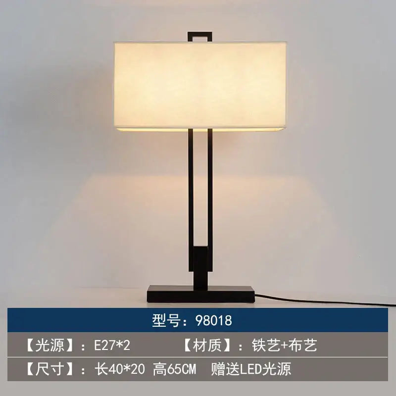 Black metal floor lamp with rectangular off-white fabric shade from DecorBites Chinoiserie table floor collection