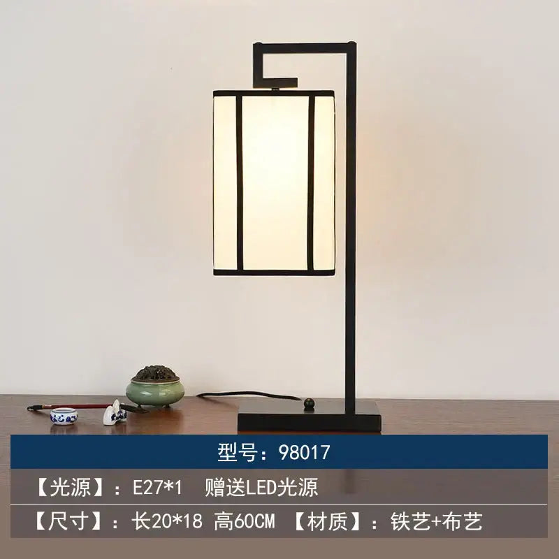 Black iron and linen decorbites chinoiserie table floor lamp with minimalist rectangular design for elegant living spaces