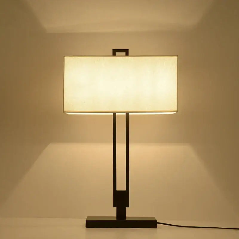 Modern black metal floor lamp with rectangular off-white fabric shade decorbites chinoiserie table floor lighting