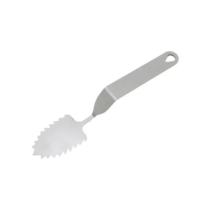Silver stainless steel decorbites chocolate leaf knife with serrated leaf-shaped blade and looped handle for fondant use