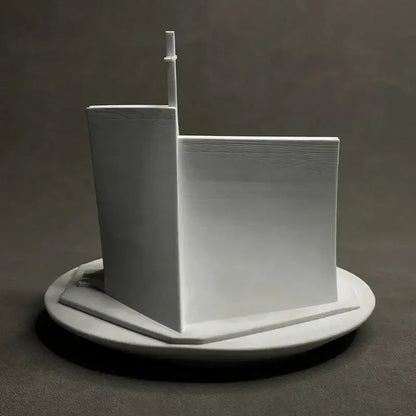 White 3d-printed modern architectural model with layered details for decorbites christian church gypsum ornaments