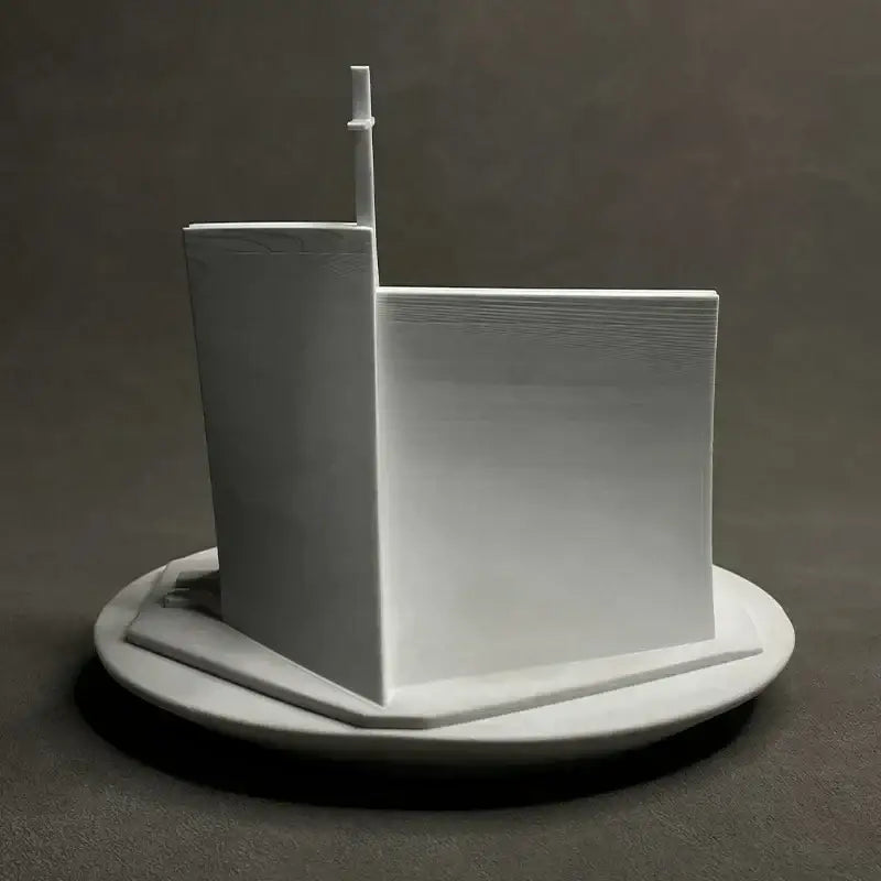 White 3d-printed modern architectural model with layered details for decorbites christian church gypsum ornaments