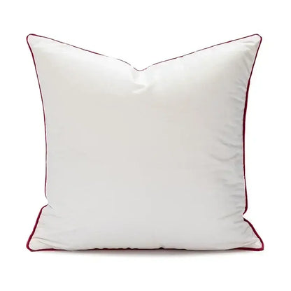 White square cushion cover with subtle sheen and burgundy piping in decorbites christmas cartoon candy design