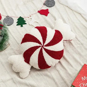 Red and white striped plush cushion cover shaped like a candy cane decorbites christmas cartoon festive design