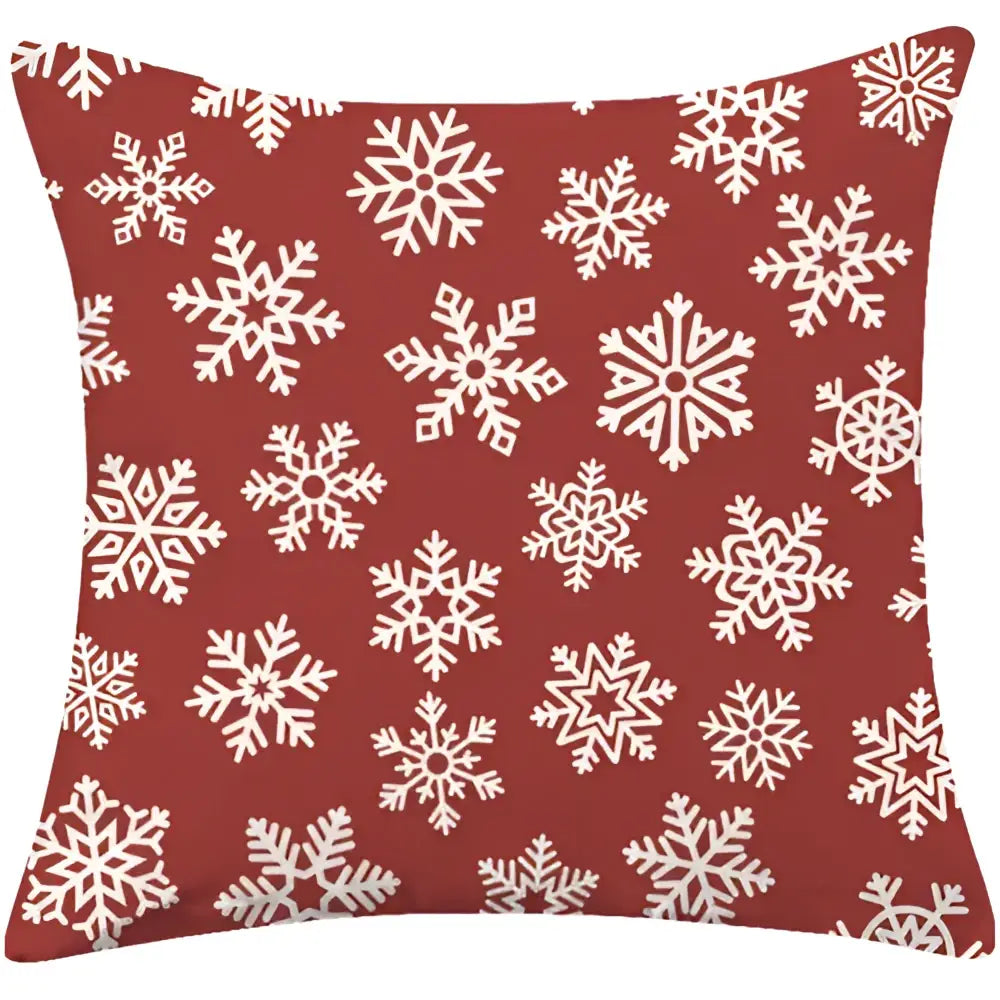 Red throw pillow with white snowflake pattern in decorbites christmas cotton linen decorative sofa cushion cover