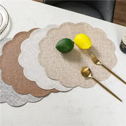 Beige linen decorbites christmas decor placemat with scalloped edges and subtle woven texture for elegant dining
