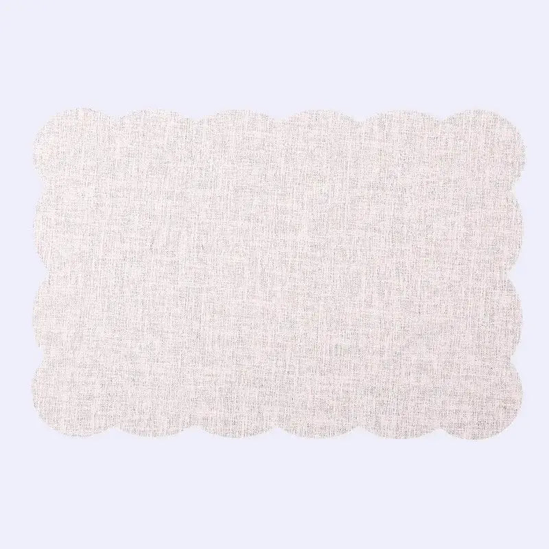 Beige linen decorbites christmas decor placemat with subtle textured weave and scalloped edges for elegant home dining