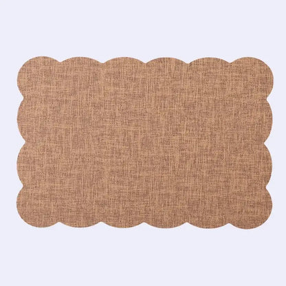 Brown woven placemat with scalloped edge in decorbites christmas decor placemat set for elegant home dining experience