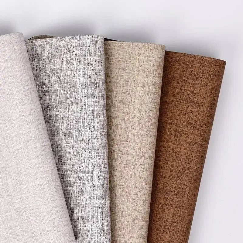 Four rolled neutral tone linen fabric samples for decorbites christmas decor placemat and coaster set