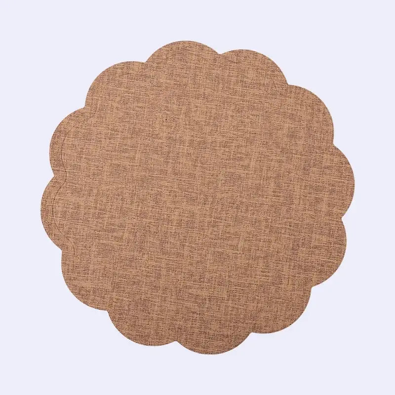 Brown scalloped-edged fabric placemat from decorbites christmas decor placemat set for elegant home dining experience