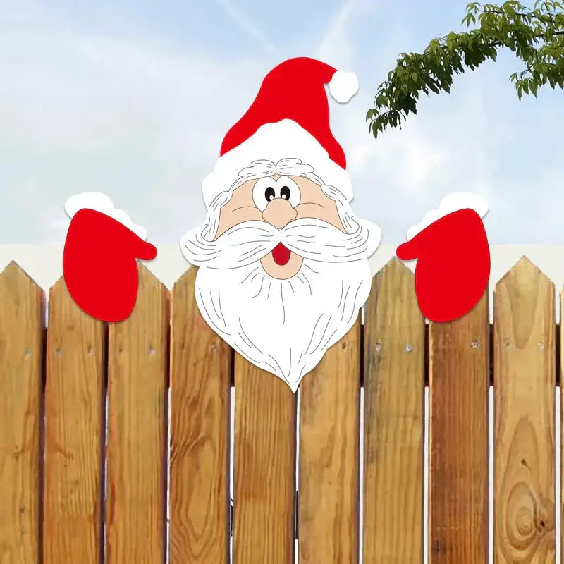 Red and white santa claus wooden cutout with fluffy beard and mittens from decorbites christmas door frame set