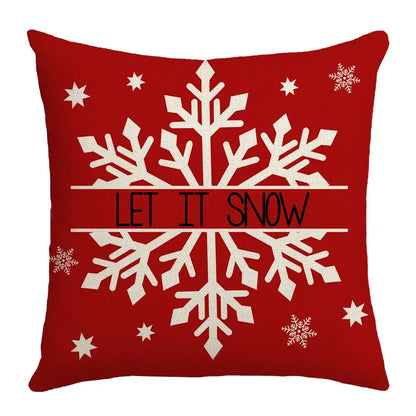 Red throw pillow with white snowflake and let it snow text from decorbites christmas elk letter pillowcase 45x45cm