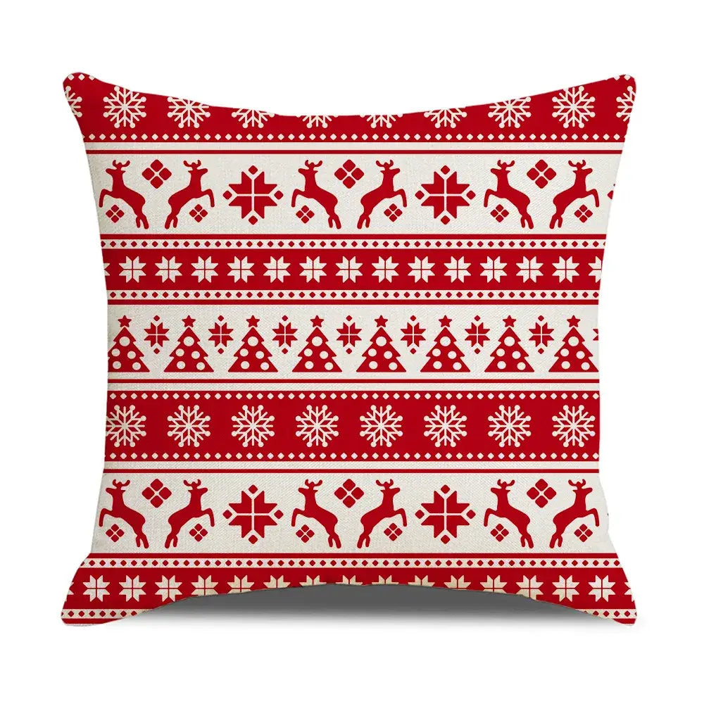 Decorbites christmas elk letter throw pillowcase 45x45cm with red white nordic knit pattern for living room decor