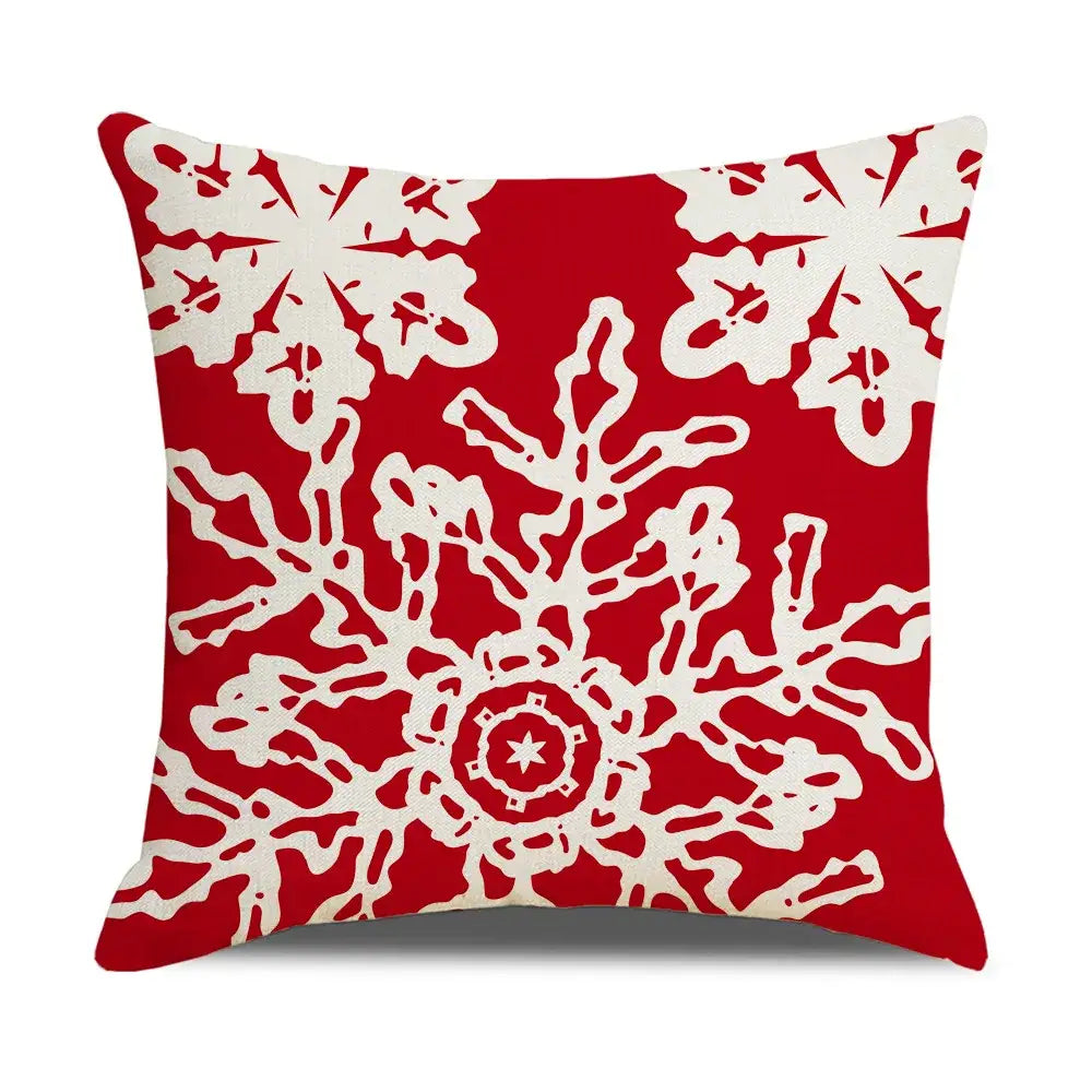Red throw pillow with white snowflake patterns for decorbites christmas elk letter 45x45cm living room use