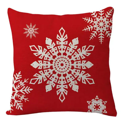 Red cushion with white snowflake patterns from decorbites christmas elk letter pillowcase 45x45cm for living room