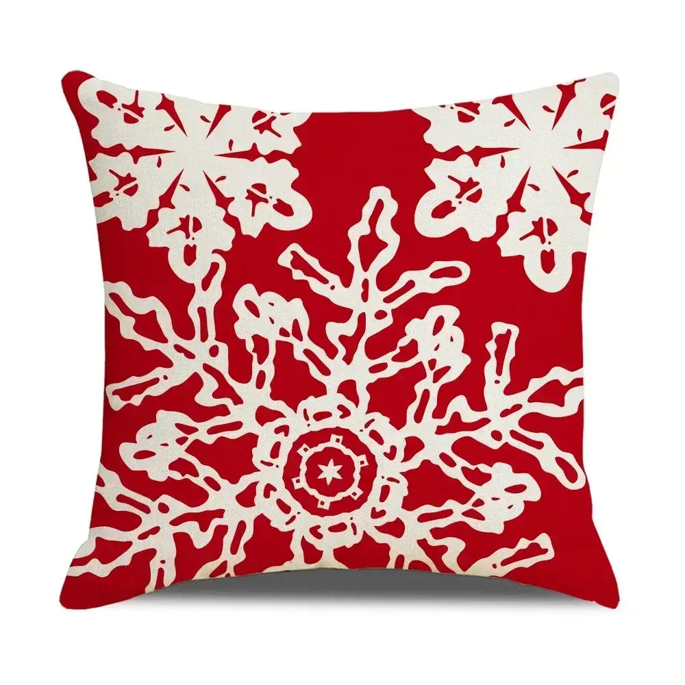 Red throw pillow with white snowflake patterns from decorbites christmas elk pillowcase red letter design collection