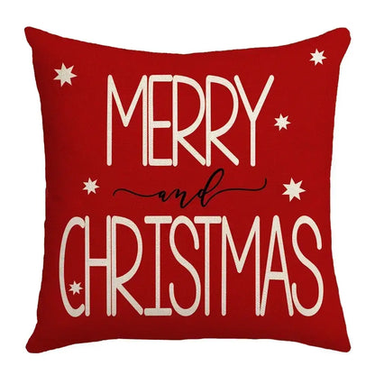 Decorbites christmas elk red letter design throw pillow with merry and christmas text and white star accents