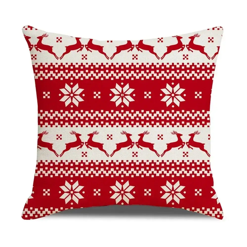 Decorbites christmas elk throw pillowcase with red letter design featuring reindeer and snowflake patterns 45x45cm