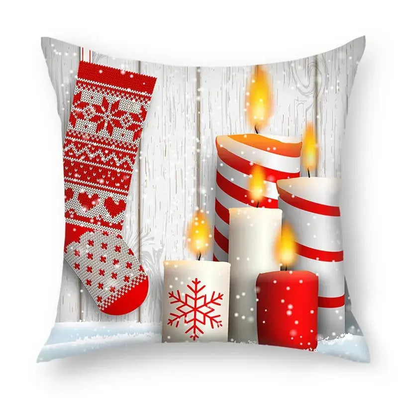 Decorbites christmas nordic sofa pillowcase with red and white knit stocking pattern on festive throw pillow