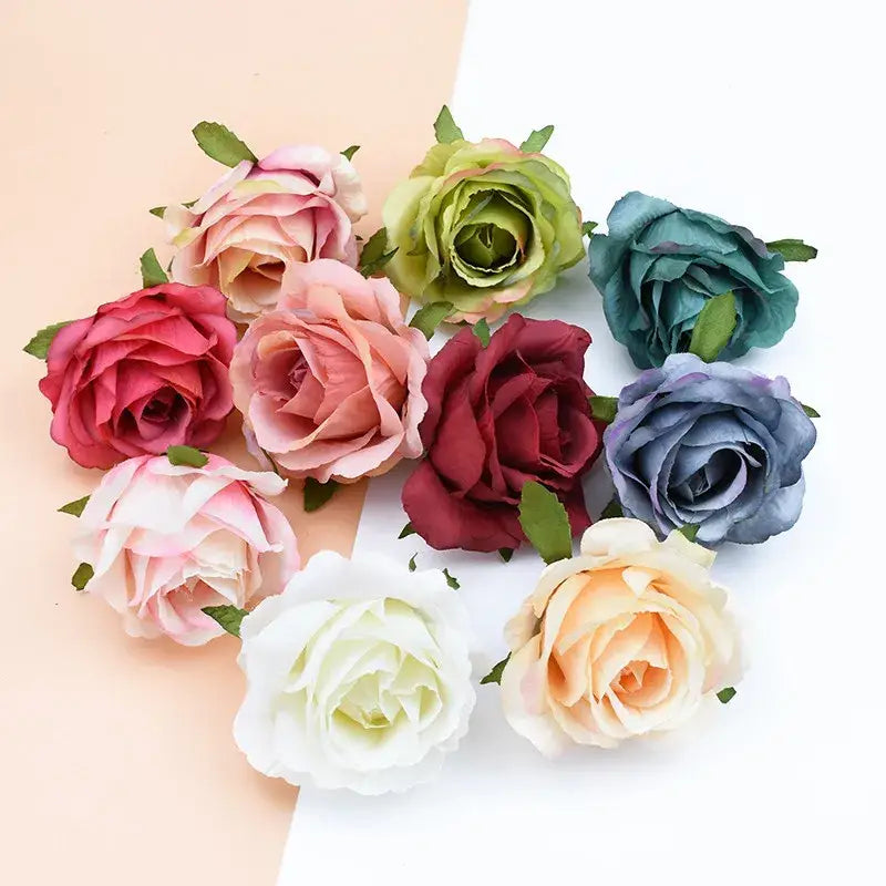 Decorbites™ christmas rose arch wall garden wreath featuring pastel and deep fabric roses with delicate green leaves